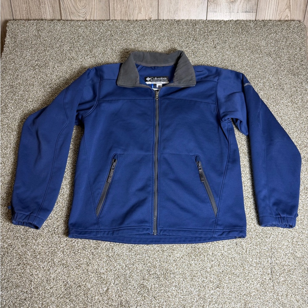 Columbia‎ Men's Navy Blue Lightweight Full-Zip Jacket with Gray Collar